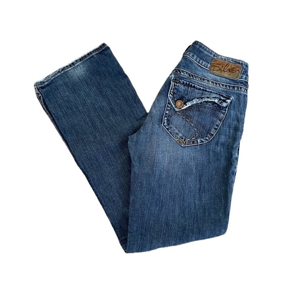 Silver Suki Plus Medium Fade Back Pocket Buttons Retro Size 27 - Picture 5 of 12